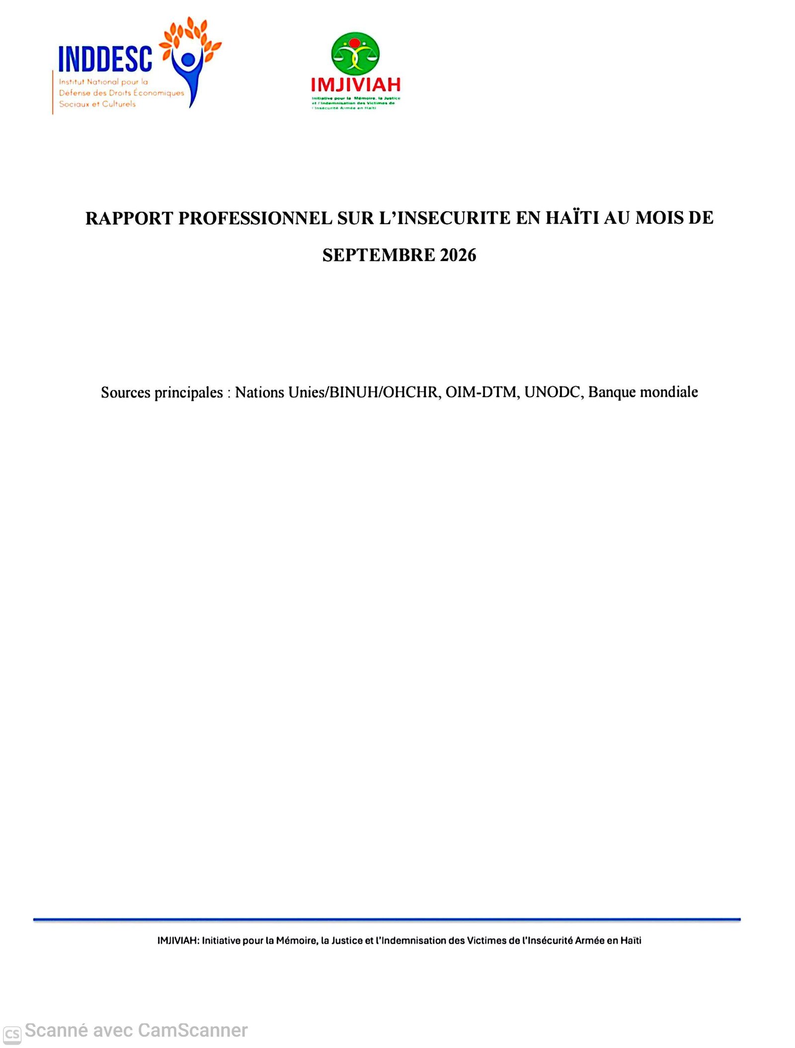 Rapport professionnel sur l'insécurité en Haïti au mois de septembre 2026